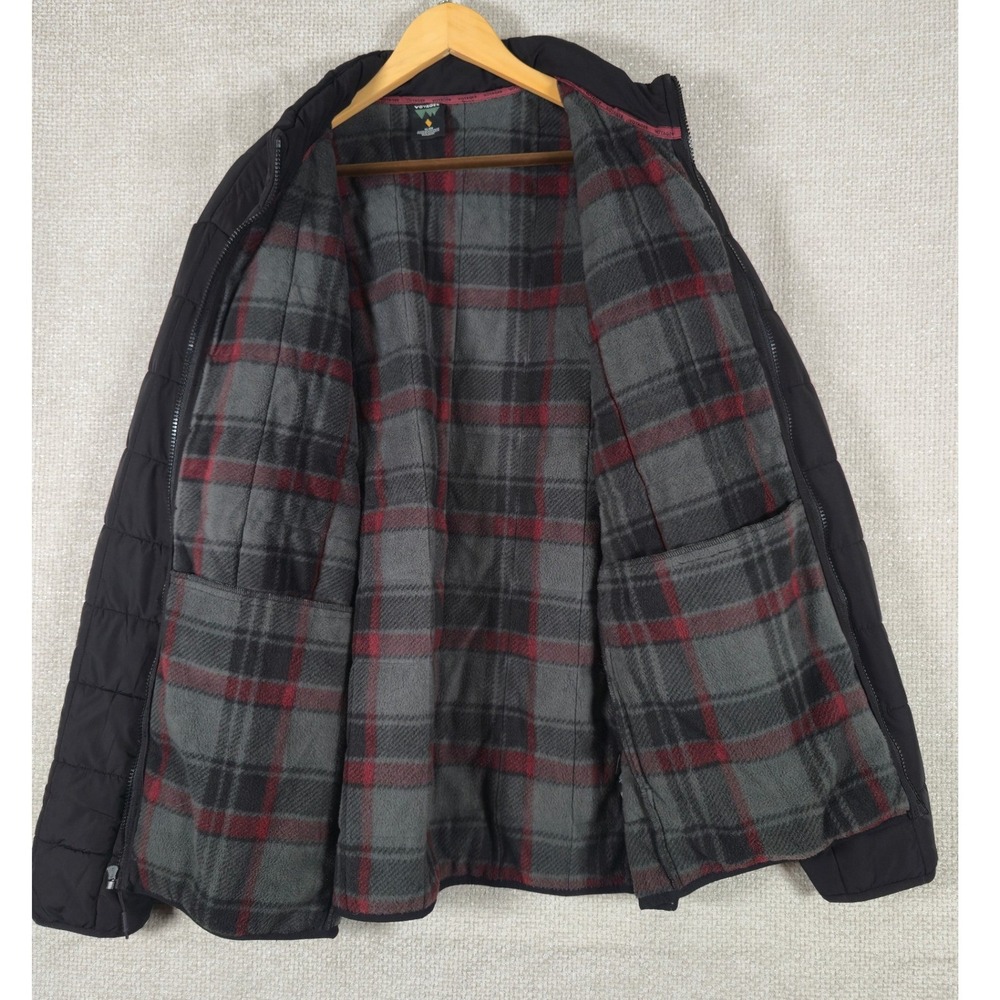 Voyager Mens Black Quilted Puffer Jacket Flannel Lined Full Zip Size XL